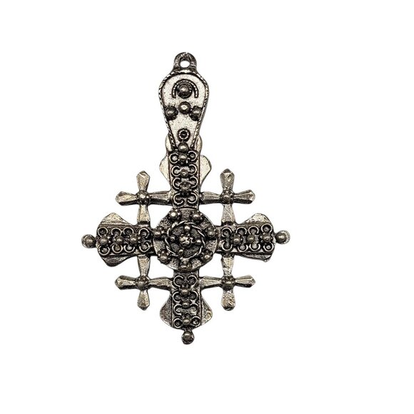 900 Silver Holy Land Crusader Cross Pendant Hand Forged Vintage Unisex Jewelry - Picture 5 of 6